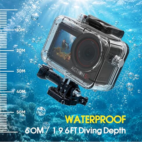 Waterproof Case for DJI Action 5 Pro & Action 4/3 Camera | with Anti-Fog Underwater Housing Shell Cage Supports 60M/196FT Deep Diving Scuba Snorkeling with Quick Release Screw in Saudi Arabia
