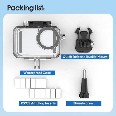Waterproof Case for DJI Action 5 Pro & Action 4/3 Camera | with Anti-Fog Underwater Housing Shell Cage Supports 60M/196FT Deep Diving Scuba Snorkeling with Quick Release Screw in Saudi Arabia