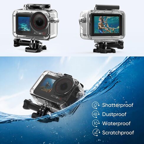 Waterproof Case for DJI Action 5 Pro & Action 4/3 Camera | with Anti-Fog Underwater Housing Shell Cage Supports 60M/196FT Deep Diving Scuba Snorkeling with Quick Release Screw in Saudi Arabia