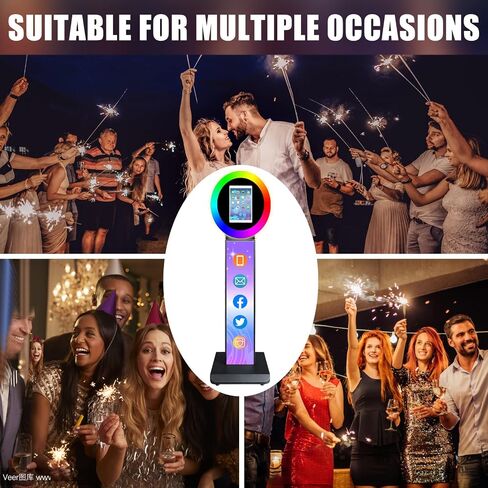 Portable Photo Booth for iPad 10.2" 10.9'' 11'' 12.9'' Shell Stand Selfie Station Customized Logo Photobooth Machine with Round Adjustable RGB LED Light Ring for Events Rental Wedding in Saudi Arabia