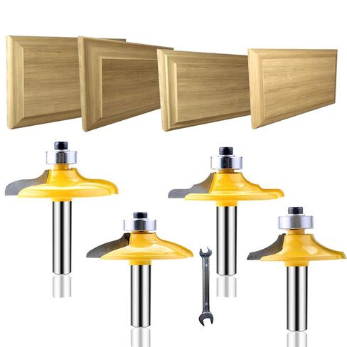 LEATBUY 1/4-Inch Shank Door&Drawer Front Edging Router Bit Set 4 PCS, Woodworking Milling Cutter Tools, Carbide CNC Router Grooving Mill Tool Router Bits Sets (Panel) in Saudi Arabia