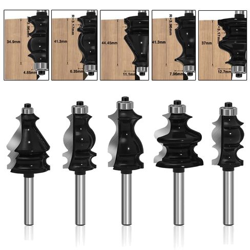 LEATBUY 1/4-Inch Shank Door&Drawer Front Edging Router Bit Set 4 PCS, Woodworking Milling Cutter Tools, Carbide CNC Router Grooving Mill Tool Router Bits Sets (Panel) in Kuwait