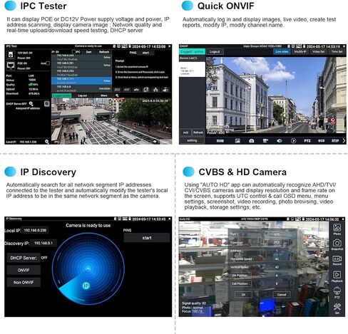 Upgraded 8K IP Camera Tester with PoE, WANLUTECH CCTV Tester CVI TVI AHD SDI Analog Camera Test 5.4inch Touchscreen RJ45 Cable TDR Test RS485 HDMI in VGA in (IPC-5200 Plus) in Saudi Arabia