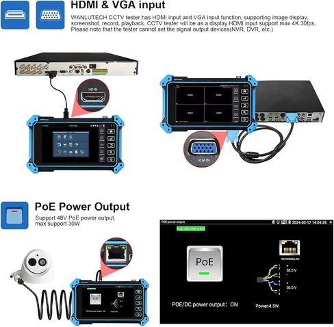 Upgraded 8K IP Camera Tester with PoE, WANLUTECH CCTV Tester CVI TVI AHD SDI Analog Camera Test 5.4inch Touchscreen RJ45 Cable TDR Test RS485 HDMI in VGA in (IPC-5200 Plus) in Saudi Arabia