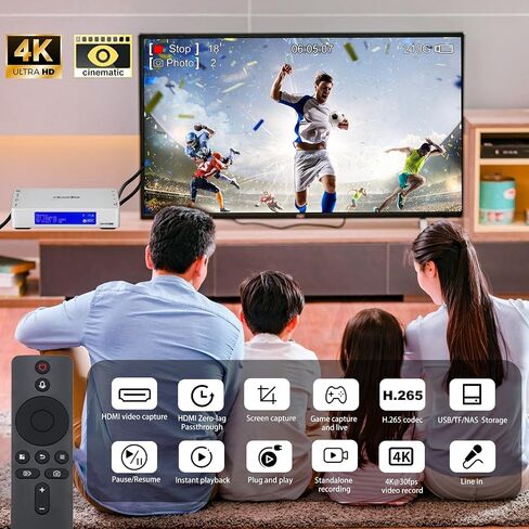 ZowieREC 4K HDMI Video Recorder, Premium Aluminum, No PC Required | DVR for Camcorders, Gaming Consoles, Laptops, PC, Playback on TV, Schedule Recording, Snapshot, Pause & Resume, TF Card & USB in Kuwait