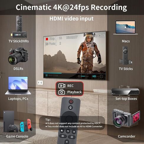 ZowieREC 4K HDMI Video Recorder, Premium Aluminum, No PC Required | DVR for Camcorders, Gaming Consoles, Laptops, PC, Playback on TV, Schedule Recording, Snapshot, Pause & Resume, TF Card & USB in Kuwait