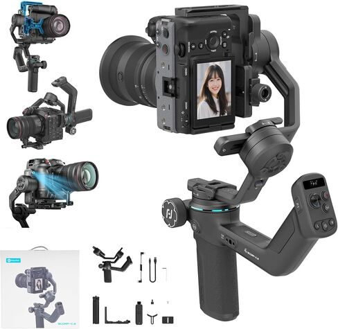 FeiyuTech SCORP-C2 Camera Gimbal Stabilizer, AI Face & Object Tracking, Native Vertical Shooting, Gesture Control, Max 7.72lbs, Compatible with Sony/Canon/Nikon DSLR Mirrorless Vlogging Cameras Gimbal in Saudi Arabia