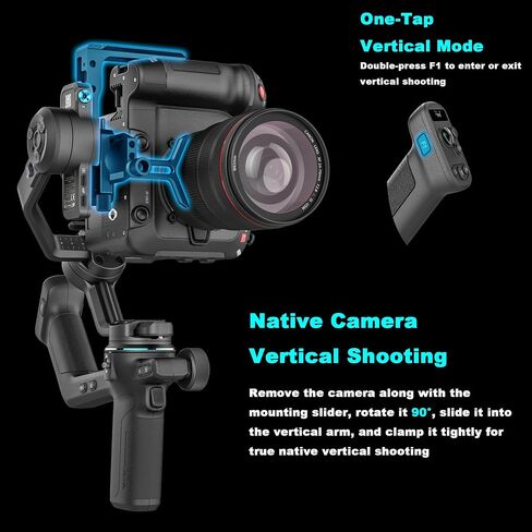 FeiyuTech SCORP-C2 Camera Gimbal Stabilizer, AI Face & Object Tracking, Native Vertical Shooting, Gesture Control, Max 7.72lbs, Compatible with Sony/Canon/Nikon DSLR Mirrorless Vlogging Cameras Gimbal in Saudi Arabia