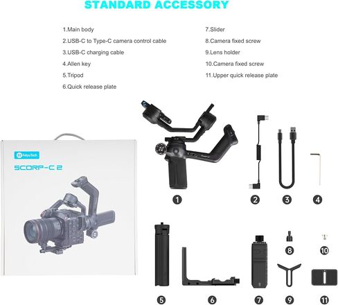 FeiyuTech SCORP-C2 Camera Gimbal Stabilizer, AI Face & Object Tracking, Native Vertical Shooting, Gesture Control, Max 7.72lbs, Compatible with Sony/Canon/Nikon DSLR Mirrorless Vlogging Cameras Gimbal in Saudi Arabia