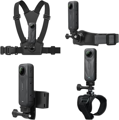 Accessories Kit for Insta 360 X5 Head Strap Mount + Chest Mount Harness + Backpack Clip Holder + 3Rotating Wrist Strap Compatible for Other Action Camera in Saudi Arabia