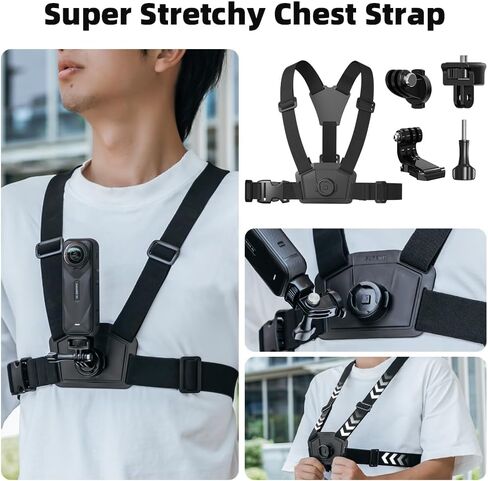 Accessories Kit for Insta 360 X5 Head Strap Mount + Chest Mount Harness + Backpack Clip Holder + 3Rotating Wrist Strap Compatible for Other Action Camera in Saudi Arabia