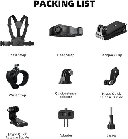 Accessories Kit for Insta 360 X5 Head Strap Mount + Chest Mount Harness + Backpack Clip Holder + 3Rotating Wrist Strap Compatible for Other Action Camera in Saudi Arabia