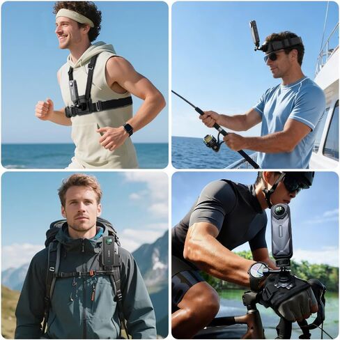 Accessories Kit for Insta 360 X5 Head Strap Mount + Chest Mount Harness + Backpack Clip Holder + 3Rotating Wrist Strap Compatible for Other Action Camera in Saudi Arabia