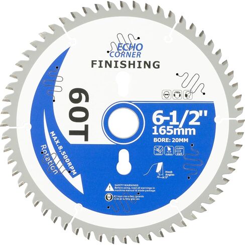 6-1/2" (165mmx20mm) Plunge Track Saw Blade, 20mm Arbor 1/2" Ring, 60-Tooth | Compatible with Makita/Bosch/Einhell/Dewalt/Wen 165mm in Kuwait