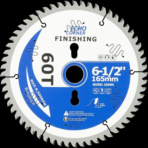6-1/2" (165mmx20mm) Plunge Track Saw Blade, 20mm Arbor 1/2" Ring, 60-Tooth | Compatible with Makita/Bosch/Einhell/Dewalt/Wen 165mm in Kuwait