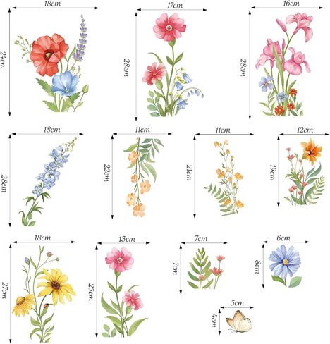 SHUCHING Wildflower Wall Decal for Baseboard Skirting Line | Garden Floral Wall Sticker, Flower Room Decor for Girls Bedroom Living Room Cabinet in Saudi Arabia
