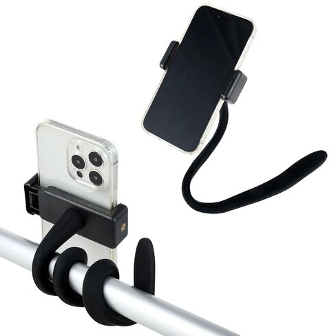 Stroller Phone Holder, Portable Flexible Cell Phone Holder Stand with Non-skidding Arm Grip Soft Alloy Phone Clamp Stroller Accessories for Baby Buggy Desk Handlebar Treadmill Pushchair in Saudi Arabia