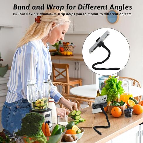 Stroller Phone Holder, Portable Flexible Cell Phone Holder Stand with Non-skidding Arm Grip Soft Alloy Phone Clamp Stroller Accessories for Baby Buggy Desk Handlebar Treadmill Pushchair in Saudi Arabia
