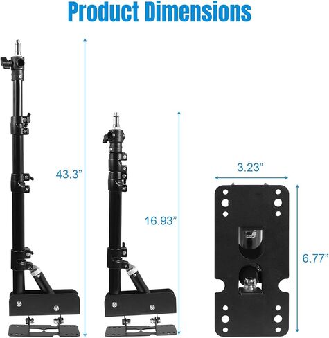 Fotoconic Wall Mount Triangle Boom Arm Light Stand 43.3inch/110cm, Ring Light Support 180° Flexible Rotation for Studio Video Light, Strobe, Photography, Softbox, Reflector in Saudi Arabia