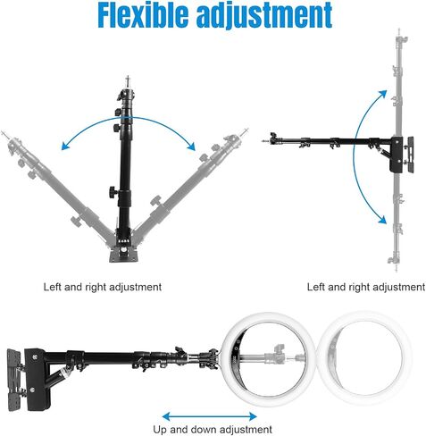 Fotoconic Wall Mount Triangle Boom Arm Light Stand 43.3inch/110cm, Ring Light Support 180° Flexible Rotation for Studio Video Light, Strobe, Photography, Softbox, Reflector in Saudi Arabia