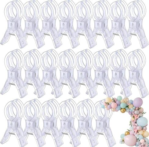Balloon Arch Clips, Transparent, 20pcs, 3.54inch | Large Plastic Spring Clip, Heavy Duty Clamps, Clear, For Backdrop, For Balloon Arch in Kuwait