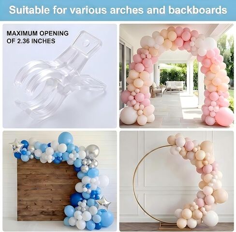 Balloon Arch Clips, Transparent, 20pcs, 3.54inch | Large Plastic Spring Clip, Heavy Duty Clamps, Clear, For Backdrop, For Balloon Arch in Kuwait