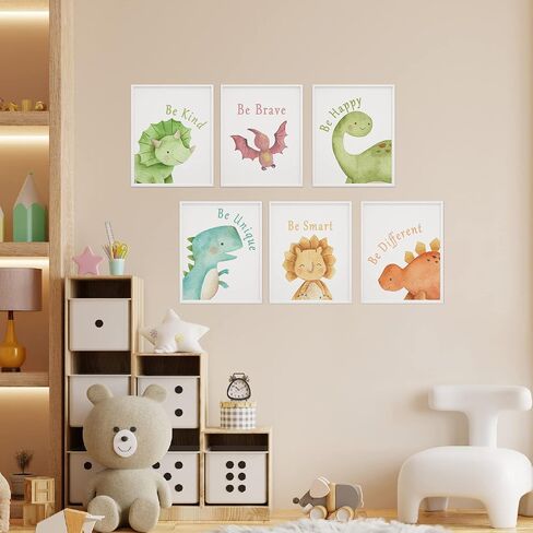 LOVEDMORE Dinosaur Wall Art Prints | Dinosaur Room Decor for Boys & Toddlers | UNFRAMED 8x10 Inch Set of 6 in Kuwait