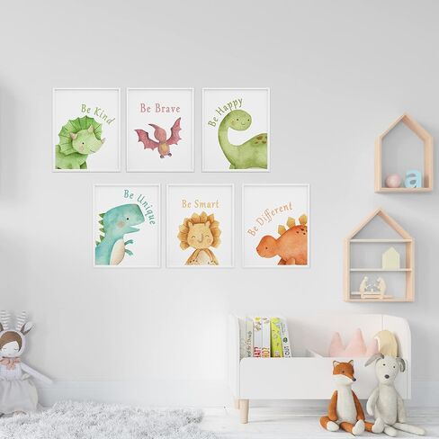 LOVEDMORE Dinosaur Wall Art Prints | Dinosaur Room Decor for Boys & Toddlers | UNFRAMED 8x10 Inch Set of 6 in Kuwait