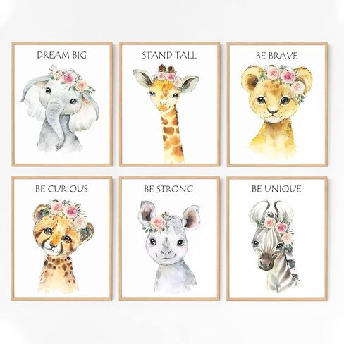 LOVEDMORE Dinosaur Wall Art Prints | Dinosaur Room Decor for Boys & Toddlers | UNFRAMED 8x10 Inch Set of 6 in Kuwait