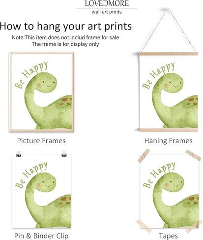 LOVEDMORE Dinosaur Wall Art Prints | Dinosaur Room Decor for Boys & Toddlers | UNFRAMED 8x10 Inch Set of 6 in Kuwait