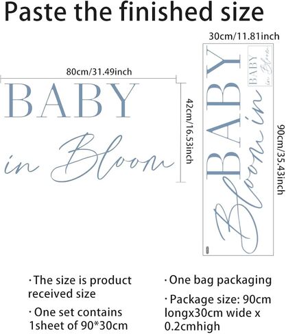 Baby in Bloom Decal - Gender Reveal Sign Decor,Baby Shower Decorations for Balloon Arch,Pregnancy Wall Sticker Backdrop (Baby in Bloom Blue) in Kuwait
