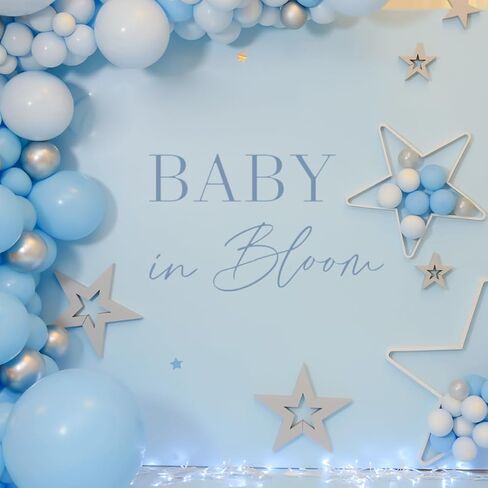 Baby in Bloom Decal - Gender Reveal Sign Decor,Baby Shower Decorations for Balloon Arch,Pregnancy Wall Sticker Backdrop (Baby in Bloom Blue) in Kuwait