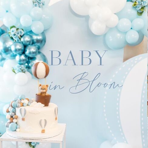 Baby in Bloom Decal - Gender Reveal Sign Decor,Baby Shower Decorations for Balloon Arch,Pregnancy Wall Sticker Backdrop (Baby in Bloom Blue) in Kuwait