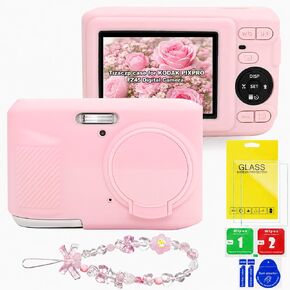 حافظة لكاميرا Kodak PIXPRO FZ45 الرقمية، حافظة كاميرا من السيليكون مع غطاء عدسة قابل للإزالة، حزام ساحر مطرز لطيف وحزمة من واقيات الشاشة، ملحقات كاميرا السفر الجمالية (بيج) in Kuwait