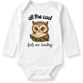Reading Owl Baby Bodysuit, Book Worm Kids Tee in Kuwait