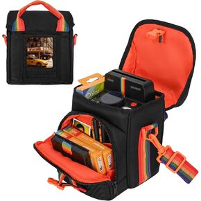Camera Case for Polaroid Now 3rd/2nd Gen with Photo Display Window | Instant Camera Sling Bag with Clear Display Window, Quilted Front Pocket, 8mm Padding, Top Handle and Adjustable Strap, Black in Saudi Arabia