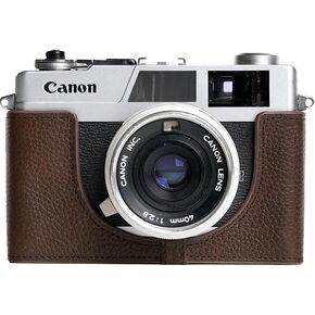 for Canonet 28 Case, Handmade Genuine Real Leather Half Camera Case Bag Cover for Canon Canonet 28 Film Camera With Hand Strap (Coffee) in Kuwait