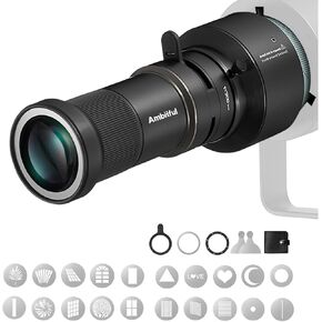 Ambitful AL300Pro Optical Snoot,with 20 Gobos,36° Lens Spotlight Bowens Mount Projector Attachment for COB Monolight Portraits,Photography Video Shape Light Studio,Godox LED Light | Bowens Mount Projector Attachment for COB Monolight Portraits,Photography in Saudi Arabia