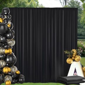 10x10ft Black Backdrop Curtain with Rod Pockets, Wrinkle Free Backdrop Curtains for Parties, for Wedding Birthday Party Decorations Background for Photography 5x10ft, 2 Panels in Saudi Arabia