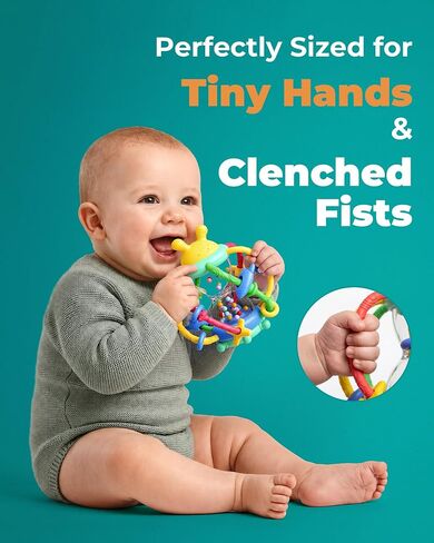 Bunny Hourglass Baby Teething and Rattle Toy, Silicone, 0-12 Months | BPA free, multi texture surfaces care for gums, easy grip handles, soothing shake sounds, newborn shower gift in Saudi Arabia