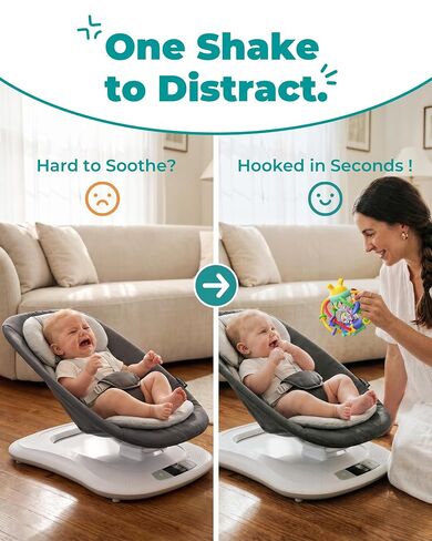 Bunny Hourglass Baby Teething and Rattle Toy, Silicone, 0-12 Months | BPA free, multi texture surfaces care for gums, easy grip handles, soothing shake sounds, newborn shower gift in Saudi Arabia