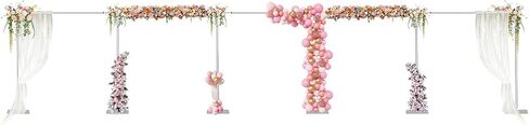 10ft x 50ft Wedding Arch Backdrop Stand, Portable Pipe & Drape Background Support System Telescopic Adjustable Background Metal Frame with 6 Steel Base for Birthday Party Banquet Decorations in Kuwait