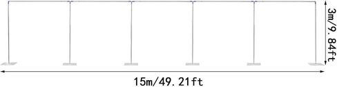 10ft x 50ft Wedding Arch Backdrop Stand, Portable Pipe & Drape Background Support System Telescopic Adjustable Background Metal Frame with 6 Steel Base for Birthday Party Banquet Decorations in Kuwait