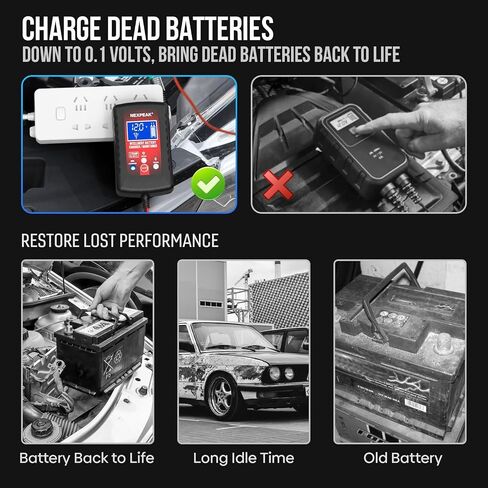 2-Pack 1.75A Car Battery Charger 6V &12V Battery Maintainer Trickle Charger | Fully automatic 6V/12V Battery Charger, LCD screen monitors real-time status, Multi-protection for cars, boats, motorcycles in Saudi Arabia
