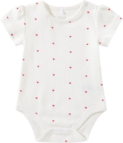 TRND O&X Baby Girl Heart Print Outfit Set, Short Sleeve Rib Pointelle Bodysuit &Crinkle Ruffle Shorts in Kuwait
