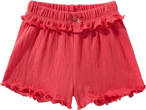 TRND O&X Baby Girl Heart Print Outfit Set, Short Sleeve Rib Pointelle Bodysuit &Crinkle Ruffle Shorts in Kuwait
