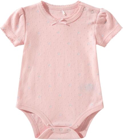 TRND O&X Baby Girl 3-Piece Cotton Outfit Set, 2 Bodysuits & 1 Short, Soft Breathable Pointelle Knit Infant Clothes in Kuwait