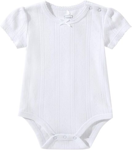TRND O&X Baby Girl 3-Piece Cotton Outfit Set, 2 Bodysuits & 1 Short, Soft Breathable Pointelle Knit Infant Clothes in Kuwait