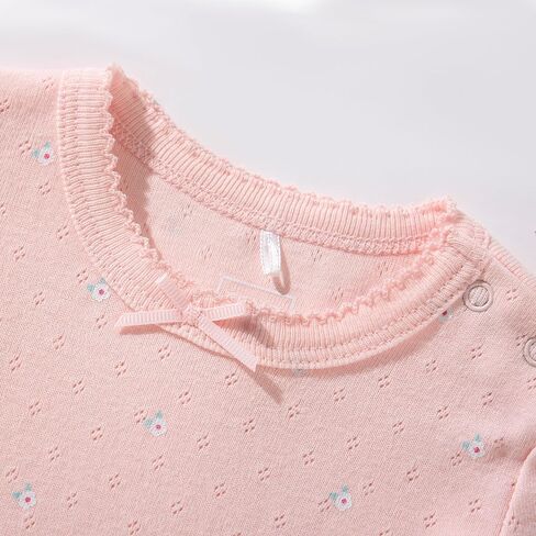 TRND O&X Baby Girl 3-Piece Cotton Outfit Set, 2 Bodysuits & 1 Short, Soft Breathable Pointelle Knit Infant Clothes in Kuwait