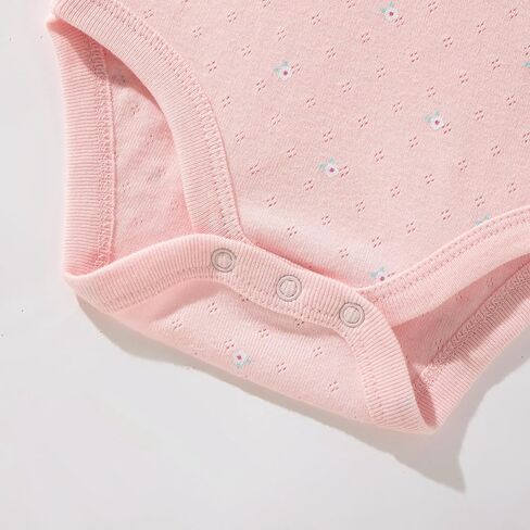 TRND O&X Baby Girl 3-Piece Cotton Outfit Set, 2 Bodysuits & 1 Short, Soft Breathable Pointelle Knit Infant Clothes in Kuwait